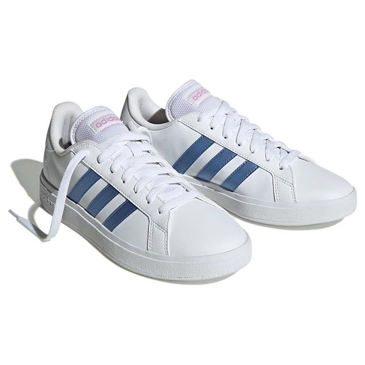 Adidas Neo Grand Court Base 2.0 Synthetic Leather Comfortable Versatile Slip-Resistant Durable Low-Top Skate Shoes Women Sneakers White Blue HP2591
