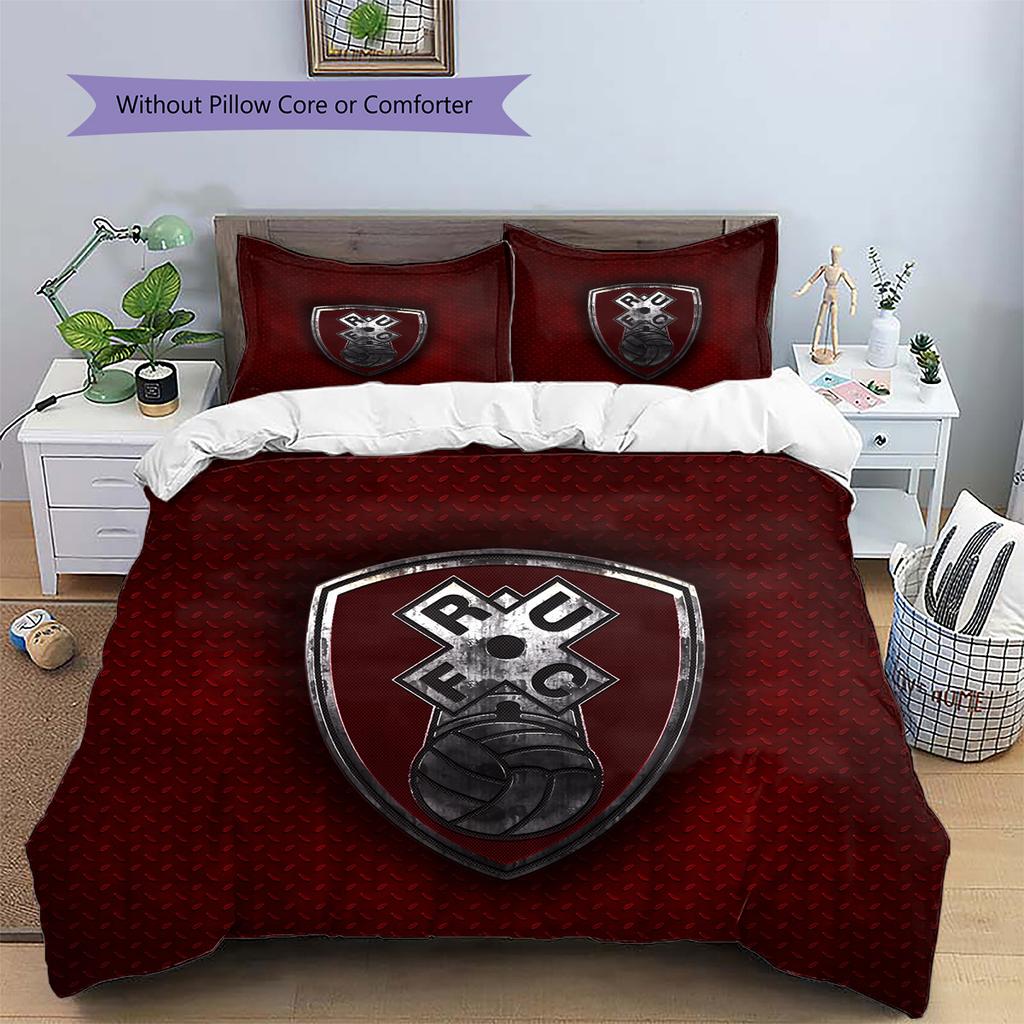 Rotherham United F.C. Pattern Bedding Quilt Set Home Decoration Gift (1 * duvet cover + 2 * pillowcase without core)