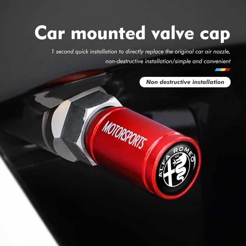 For Alfa Romeo 4PCS Car Air Tire Valve Caps Aluminum Wheel Tyre Stem Cover For Alfa Romeo Giulia 147 Mito 156 159 166 GT Stelvio