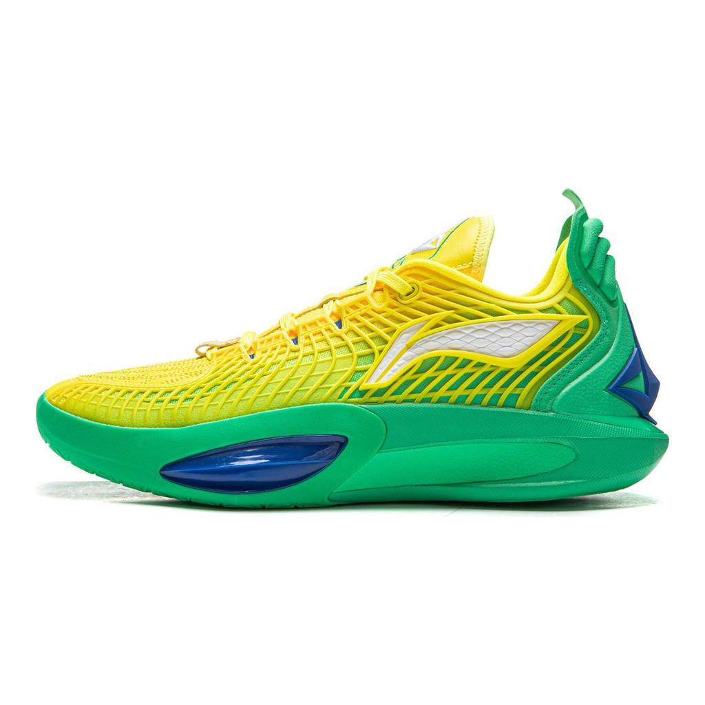 Li Ning JB3 Покрытие Защита от заваливания Низкие Баскетбольные кроссовки Мужские Желто-зеленые ABAU107-31