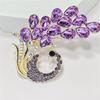 Romantic Elegance Purple Peacock Brooch Personality Luxury Full Diamond Animal Pin Suit Clothing Women'S Accessories