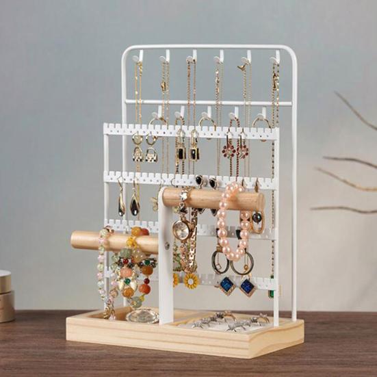 Стойка для украшений большой вместимости, многоярусная, устойчивое основание, серьги, кольца, ожерелья, браслеты