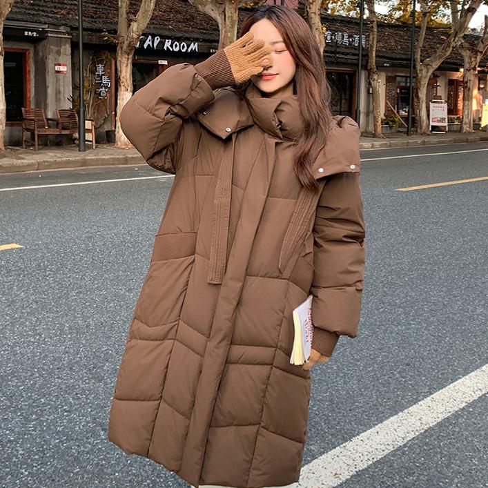 Dopamine cotton-padded clothes women's winter loose casual hooded long over-knee bread clothes warm thick cotton-padded jacket