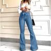 Women's New High-waisted Hip-lifting Belted Flared Trousers Wide-leg Jeans