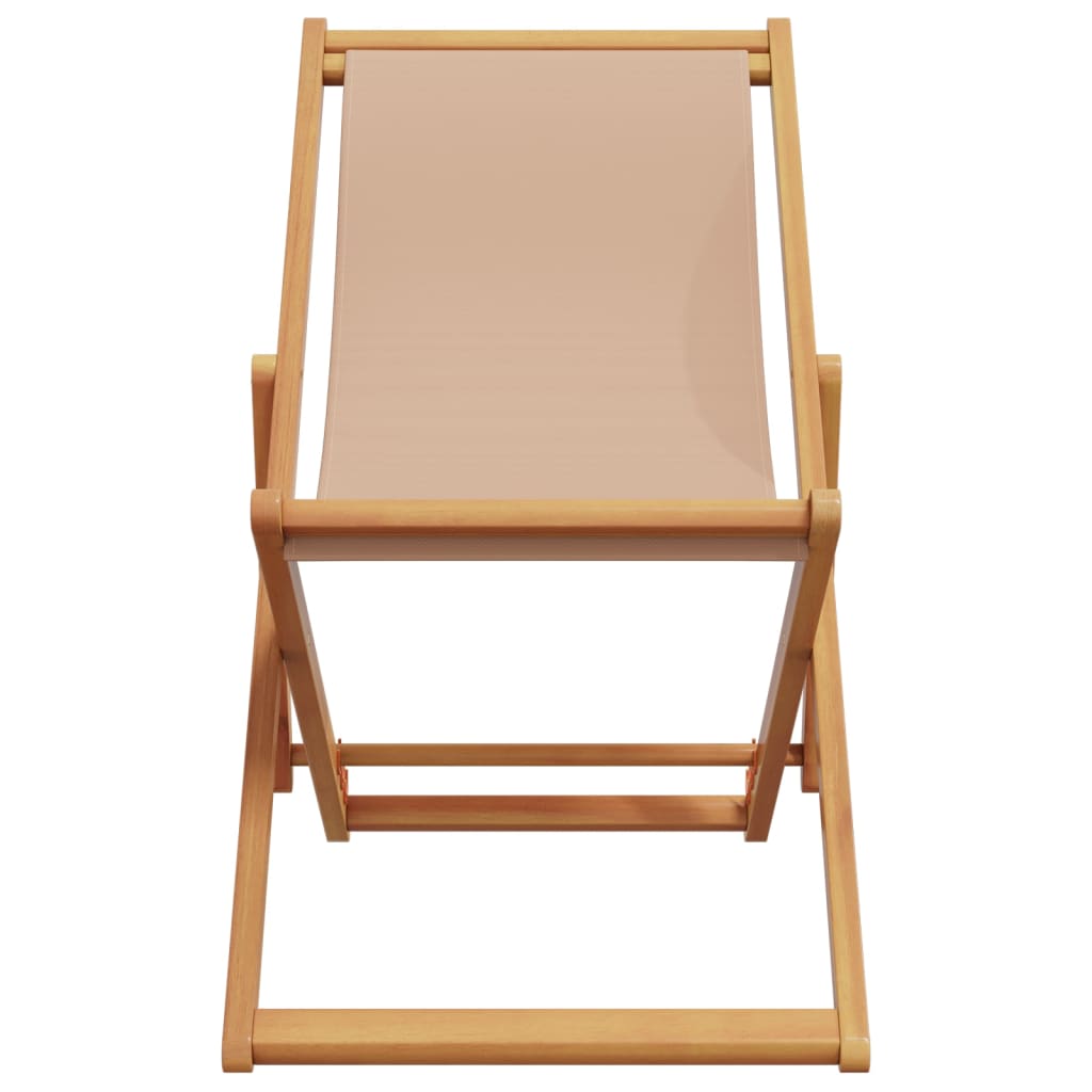 Vidaxl Składane Krzesło Plażowe, Taupe, Drewno Eukaliptusa I Tkanina