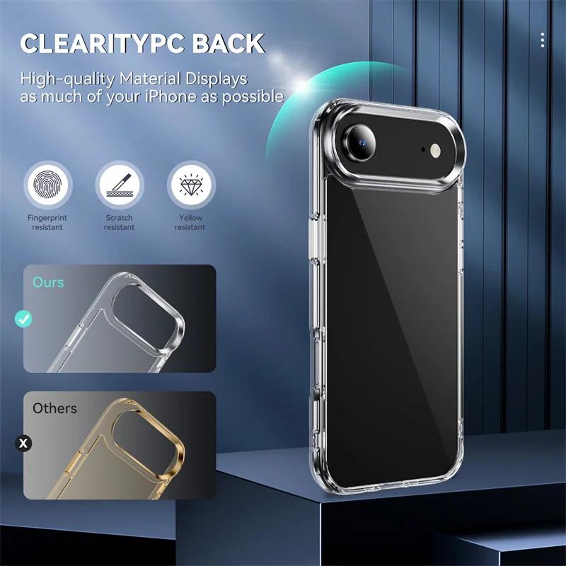 Гибридный прозрачный жесткий акриловый чехол для iPhone 17 Air 17 Pro Max 16 E 15 14 Plus 13 12 11 с подушкой безопасности, ударопрочный, прозрачная задняя крышка из поликарбоната