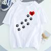 Women Dog Paw Print Short Sleeve Fashion Printed Summer Lady Womens Clothing Tops T-Shirt Shirt Tees Female T Shirt