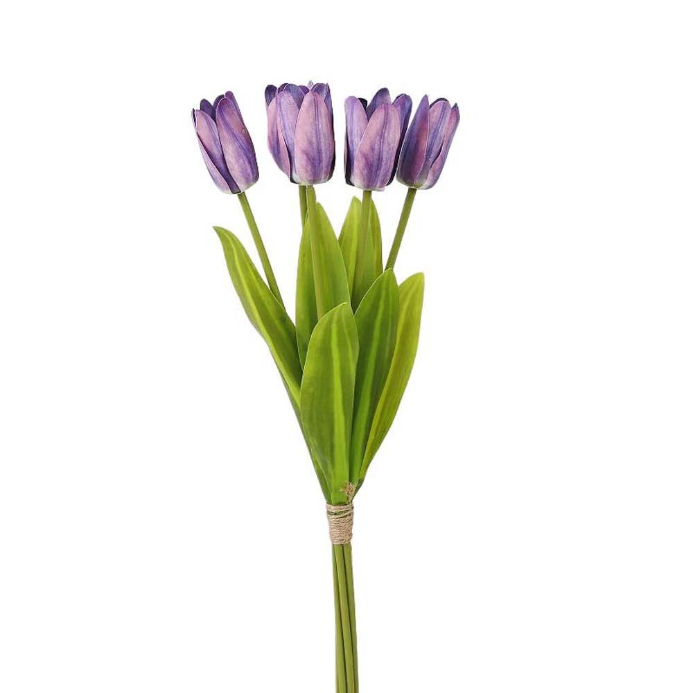 Real Touch Artificial Tulip Flowers Realistic Handmade Simulation Big Tulip 5-Heads 52 cm Faux Tulip Branch Dining Table