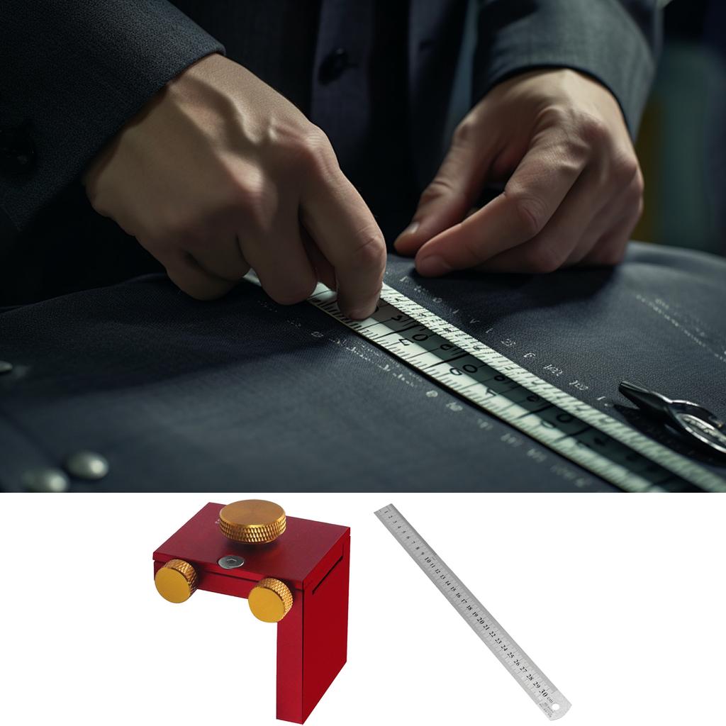 Woodworking Scribe Steel Ruler Scribing Positioning Block Woodworking T-Type Scribing Ruler Stops Tools