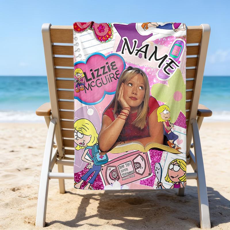1pc Lizzie McGuire Y Sus Locuras2 Beach Towel with Custom Name, Beach/Swimming/Bath/Picnic/Camping Towel, Suitable for Seaside Beaches