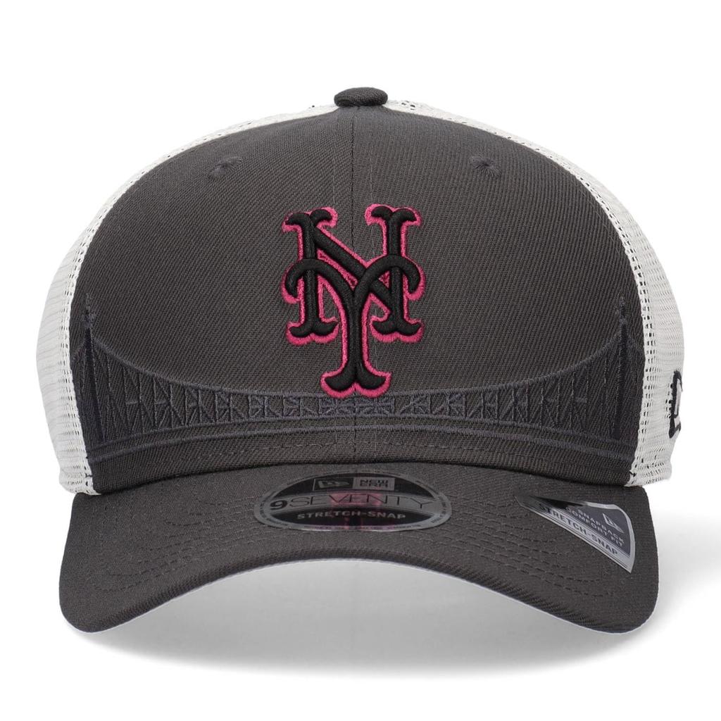 New Era City Connect 9SEVENTY Stretch Mesh New York Mets Size Used Cap, Snapback, MLB, Gray, 970,
