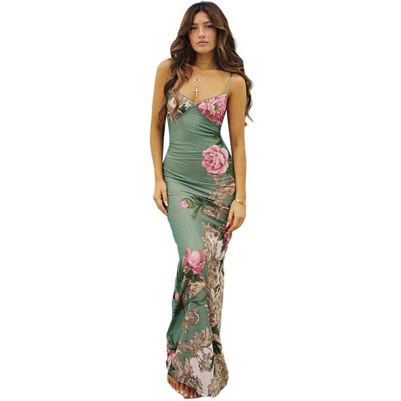 Летнее Новое Женское Платье Праздничный Стиль Элегантное Приталенное С Принтом Платье-комбинация Женское