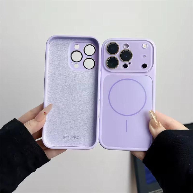 Большое окно Жидкий силикон Для Magsafe Магнитный чехол Для iPhone 17 16 15 14 13 Pro Max Защита камеры Ударопрочный Мягкий чехол