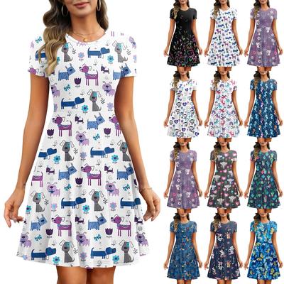 Женские летние модные простые платья с коротким рукавом и карманом в стиле винтаж с принтом в рубчик