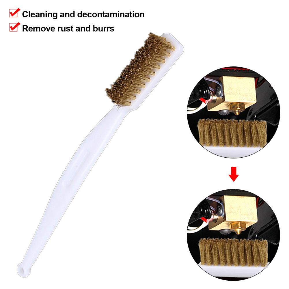 Copper 3D Printer Cleaner Tool Copper Wire Toothbrush Brush Handle For Ender 3 Nozzle Heater Block Hotend Cleaning Hot Bed Parts