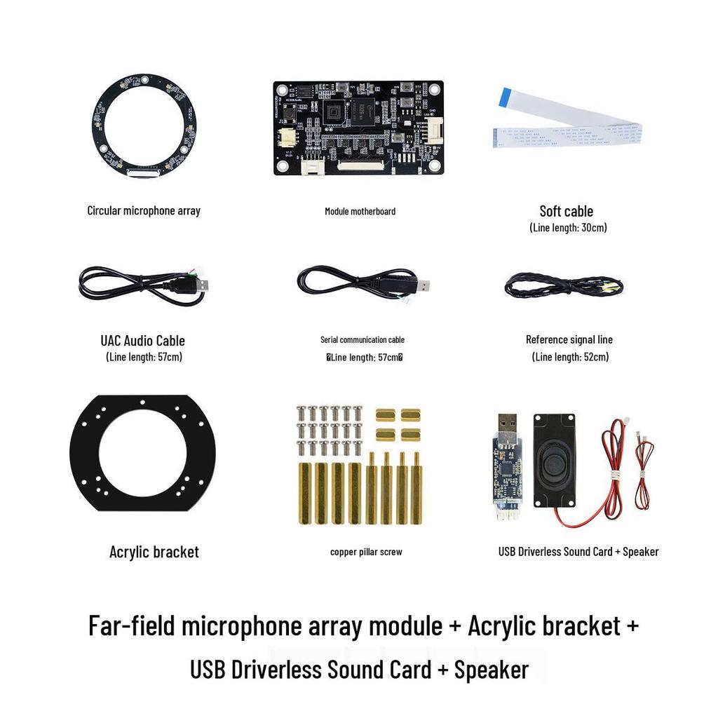 Linggou R1 Six-Microphone Circular AI Voice Recognition Module for ROS2