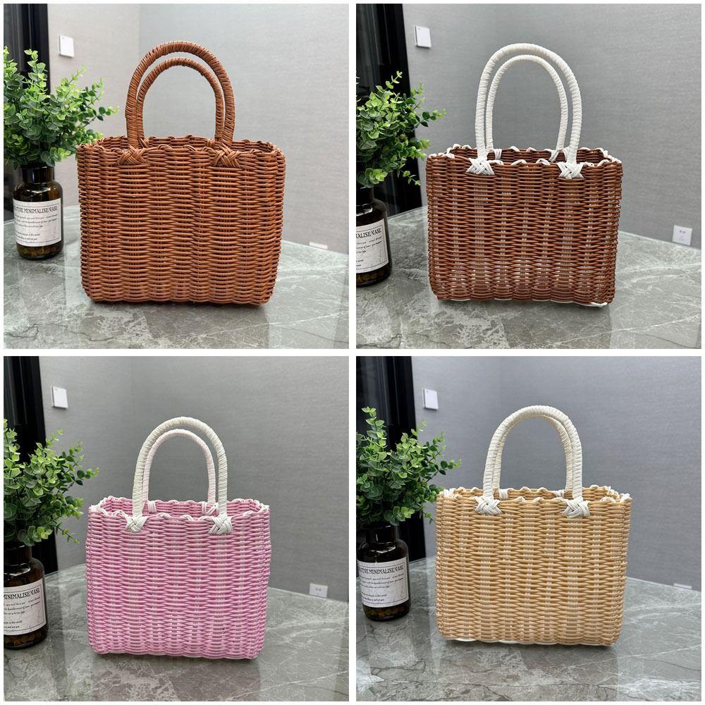 Imitation Rattan Hanging Baskets Square Woven Handbag New Storage Basket  Fruit