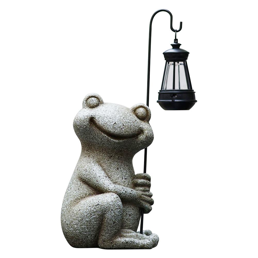 Garden Art with Solar Lantern Outdoor Lawn Decor Garden Frog Ornament with Solar Outdoor Light for Patio Balcony Yard Lawn Decor