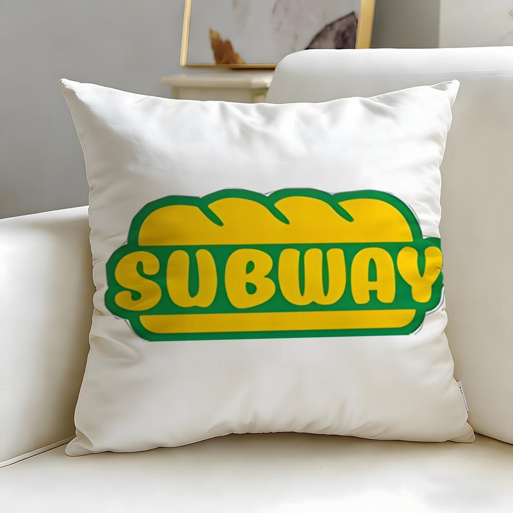 classic restaurant brand Subway Cushion Cover Soft  EasyWash Pillow Case  Versatile for Couch Bed Travel and Office