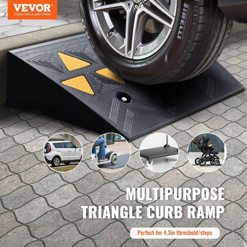 Rubber Curb Ramp Driveway Ramp for Curb 2 Pack 4.3" Rise 33069 lbs Load