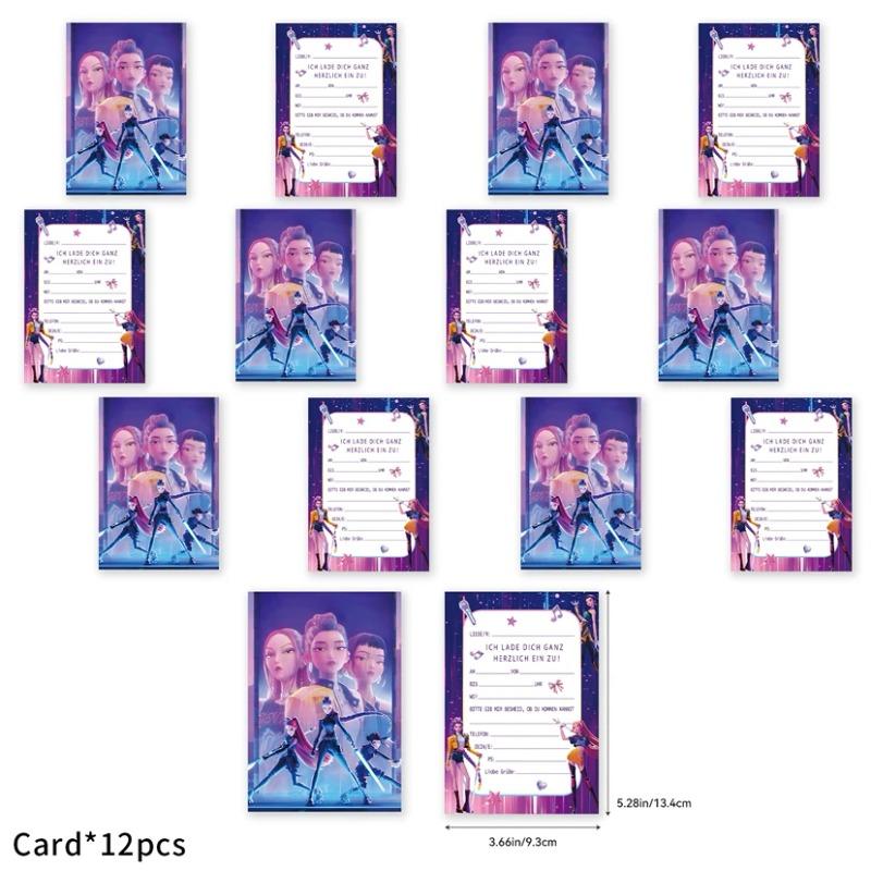 Kpop Devil Hunter Theme Invitation Card Purple Single Page Type Event Birthday Christmas Party Supplies