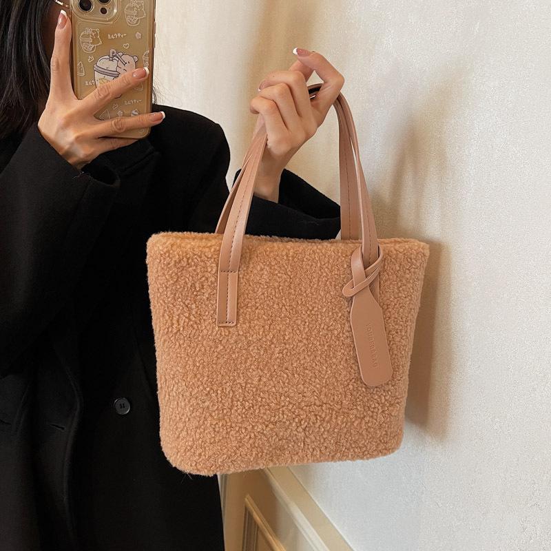 Autumn and Winter Plush Soft Women's Handbag Bag Simple Style Fashion Shoulder Bag Premium Texture Underarm Bag