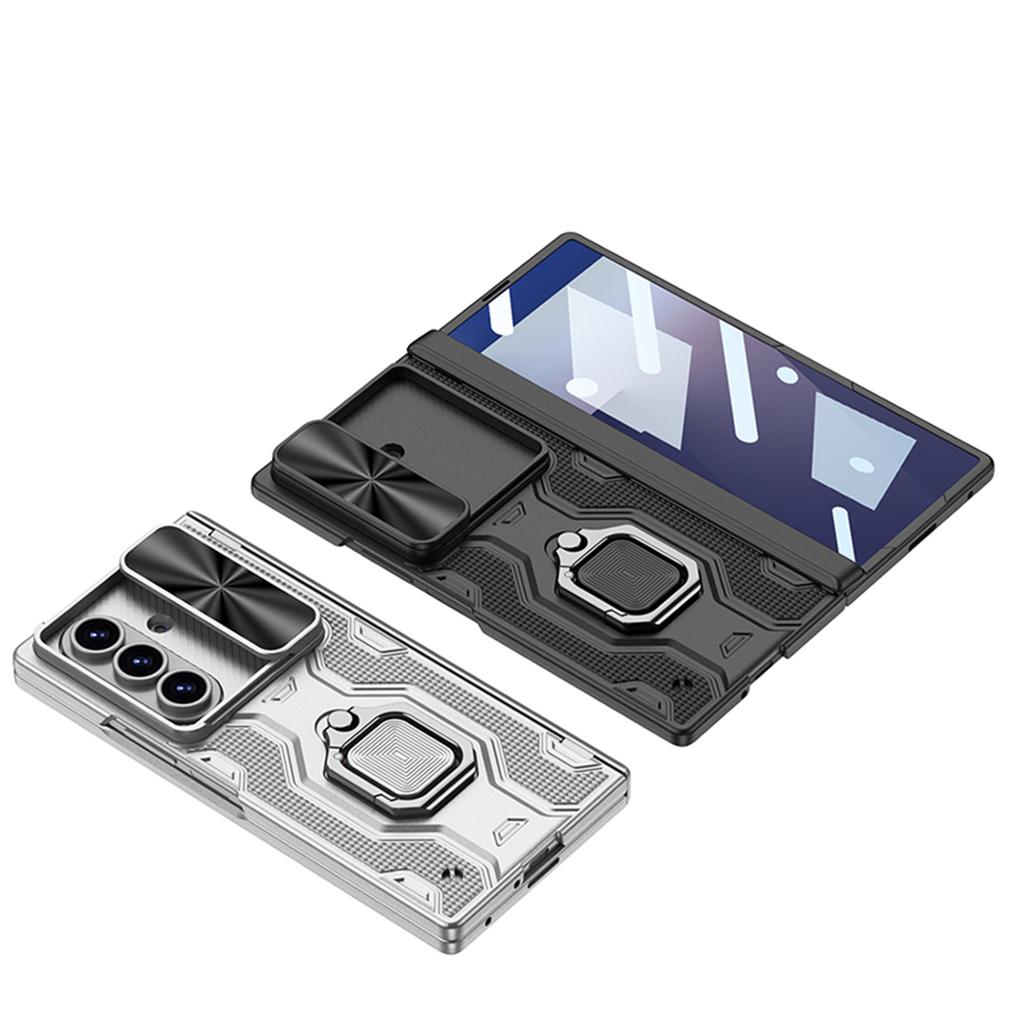 Подходит для чехла для мобильного телефона Samsung ZFold7, складной экран, защитный чехол-пленка, магнитный кронштейн-кольцо для пальца, бриллиант, сдвижное окно, ремешок