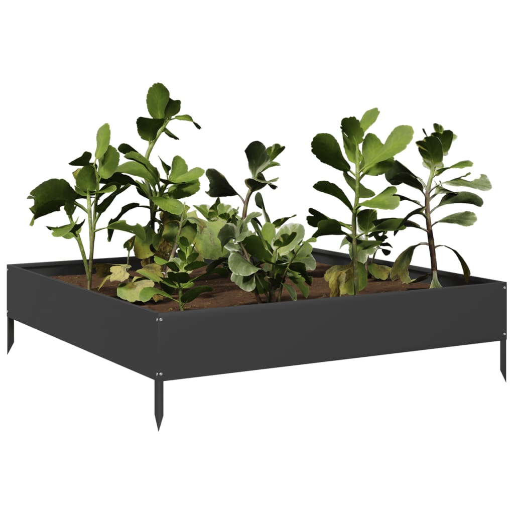 Raised Garden Bed Black 100 x 100 x 26 cm Steel
