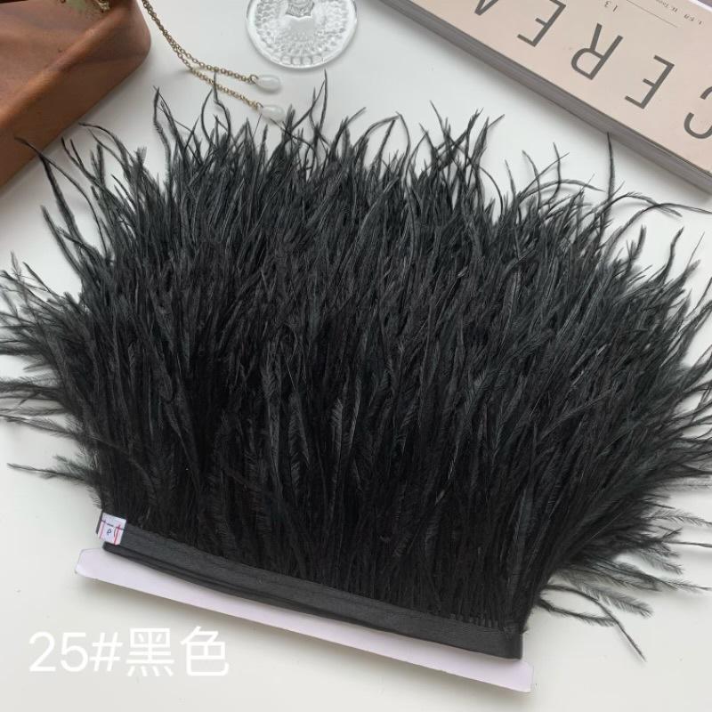 Ткань с отделкой из страусиных перьев 10-15 см Аксессуары для одежды DIY Украшение юбки Декольте платья Манжеты Перья