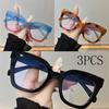 3Pcs New Fashion Cat Eye Reading Glasses Women Anti-Blue Light Eyeglasses Blocking Blue Light Readers Double Color Frame Eyewear