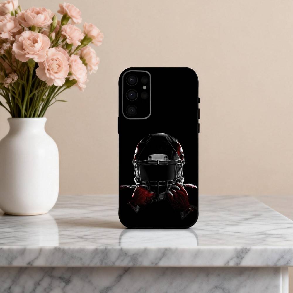 Physical American Football sport Phone Case For Samsung S25,24,23,22,30,21,10,9,Ultra,Plus,Lite,FE,4,5 G Soft Black Case