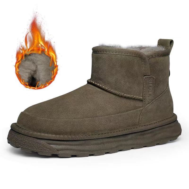 Men's snow boots free of laces, foot cover, integrated fur, winter velvet warm cotton boots thickened medium help leisure