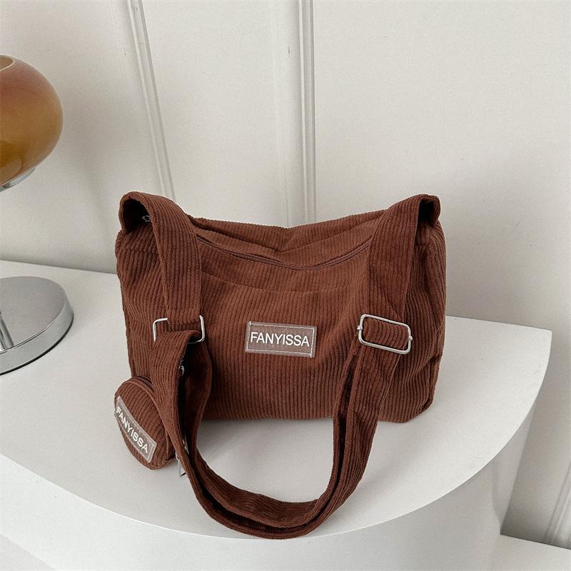 Corduroy Early Spring Trend Large Capacity Casual Solid Color Fashion Lightweight Shoulder Messenger Bag