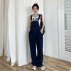 Summer Loose Straight Denim Jumpsuit Woman Long Romper Pants Sleeveless Overalls Jeans