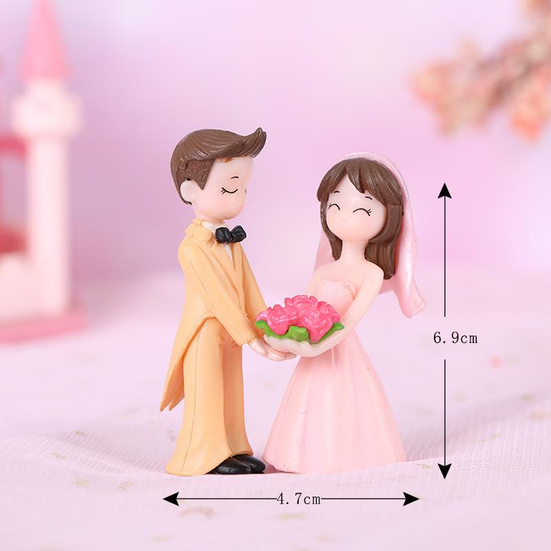Bride Groom Lover Wedding Decoration Pvc Figure Craft Dollhouse Ornaments DIY Accessories Miniature Fairy Garden Decor