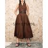 Summer New Women clothes Pleated Decorative Single-Breasted With Belt V-neck Sleeveless Midi Dress 5029101