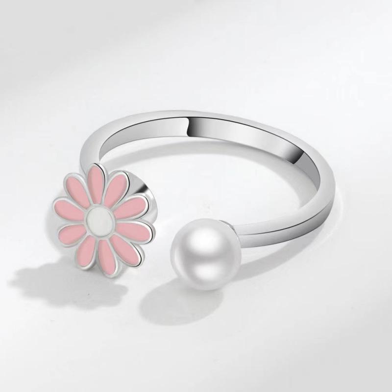 Rotatable Daisy Flower Adjustable Open Ring - Decompression Women's Jewelry