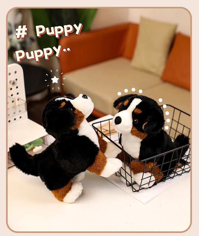 Adorable Bernese Mountain Dog Plush Toy – Realistic Sheepdog Cloth Doll Gift