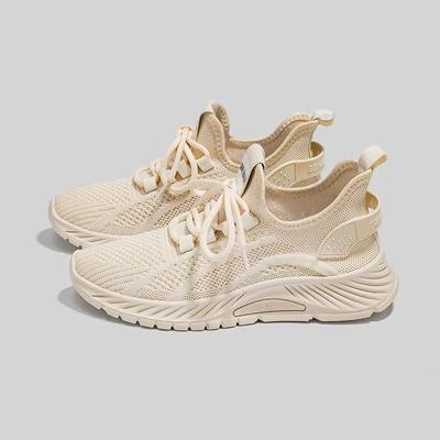 Женские дышащие кроссовки Fly Weave Mesh 2025 года, новые повседневные универсальные белые спортивные туфли на плоской подошве, женские кроссовки для бега на открытом воздухе