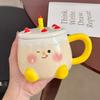 Milk Fufu Cake Ceramic Mug with Lid Cute Cartoon Water Cup As A Birthday Gift for A Girl’s Best Friend As A Souvenir