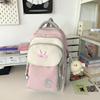 Blocked Color Simple Letter Rabbit Ear Decoration Student Backpack Casual