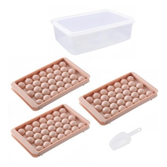 Ice Cube Mold with Lid Shovel And Container Round Ice Cube Trays for Freezer Flexible Ice Cube Maker Refreshing Drink Accessory