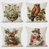 Linen Snowman Christmas Pillowcase for Sofa Decoration
