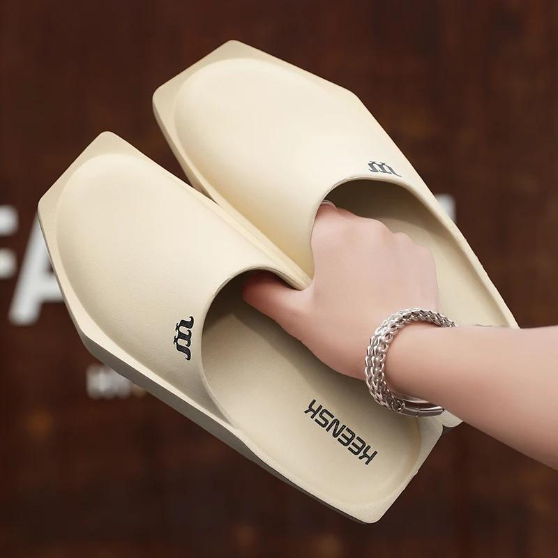 Летние мужские толстые шлепанцы на платформе, нескользящие сандалии для ванной, повседневные шлепанцы, дизайнерская обувь для мужчин, летние мужские сандалии