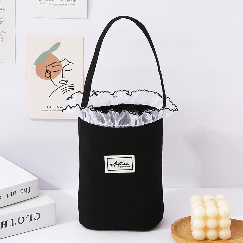 Корейский стиль кружева холст сумка милый сладкий темперамент сумки-ведра портативный пикник сумка для женщин девочек студент ланч сумка