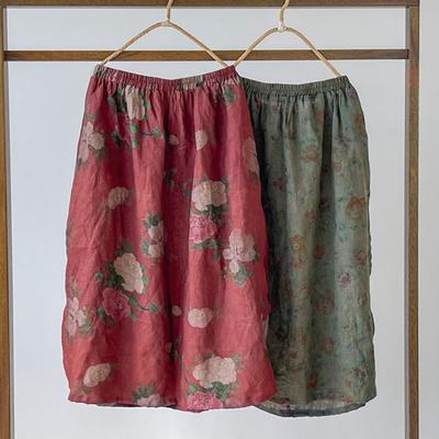 Винтажные женские юбки с цветочным принтом, эластичная талия, эластичная талия, осенние А-силуэта, женские юбки