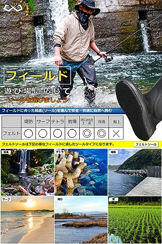 Бродни JES-BASARO Air Legato с воздушными камерами, на подошве Radial/Felt, для мужчин и женщин, hp-wad-rf-001, Черный, Доступны в 4 размерах: S, M, L, XL (Размер М: 26-27,5 см, Войлочная подошва