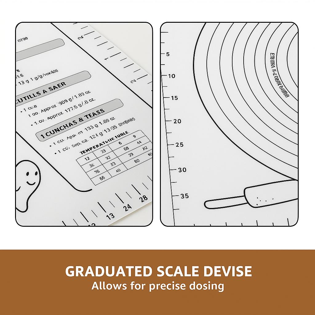 Антипригарный силиконовый коврик для выпечки со шкалой - для раскатывания теста, вырезания рождественского печенья и выпекания пирогов на Хэллоуин - Незаменимый инструмент для праздничной выпечки
