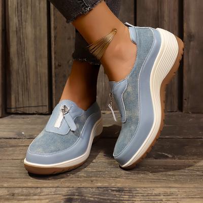 Новые легкие повседневные кроссовки с круглым носком и толстой подошвой для ходьбы, удобные кроссовки на молнии для бега на весну/лето для женщин