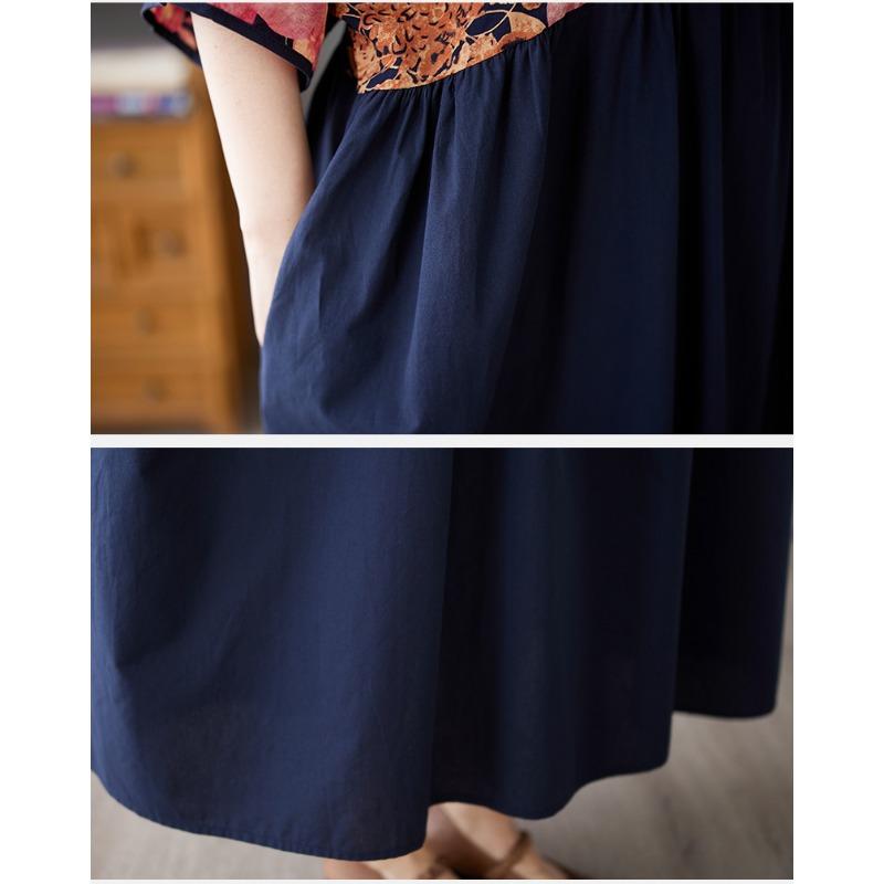 DIMANAF 2025 Летнее женское базовое платье больших размеров Винтажный цветочный принт Повседневное свободное комбинированное длинное платье